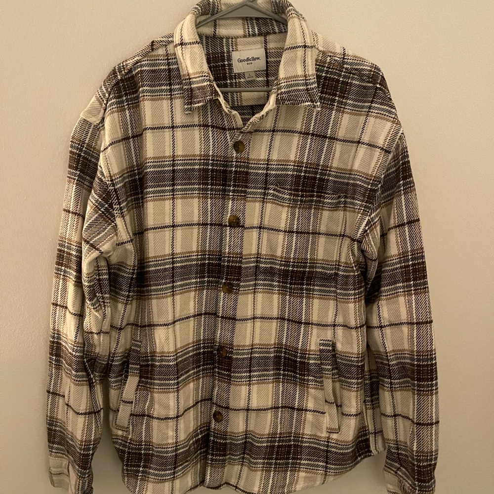 Goodfellow & Co Brown and White Lightweight Shirt Jacket - Picture 2 of 4